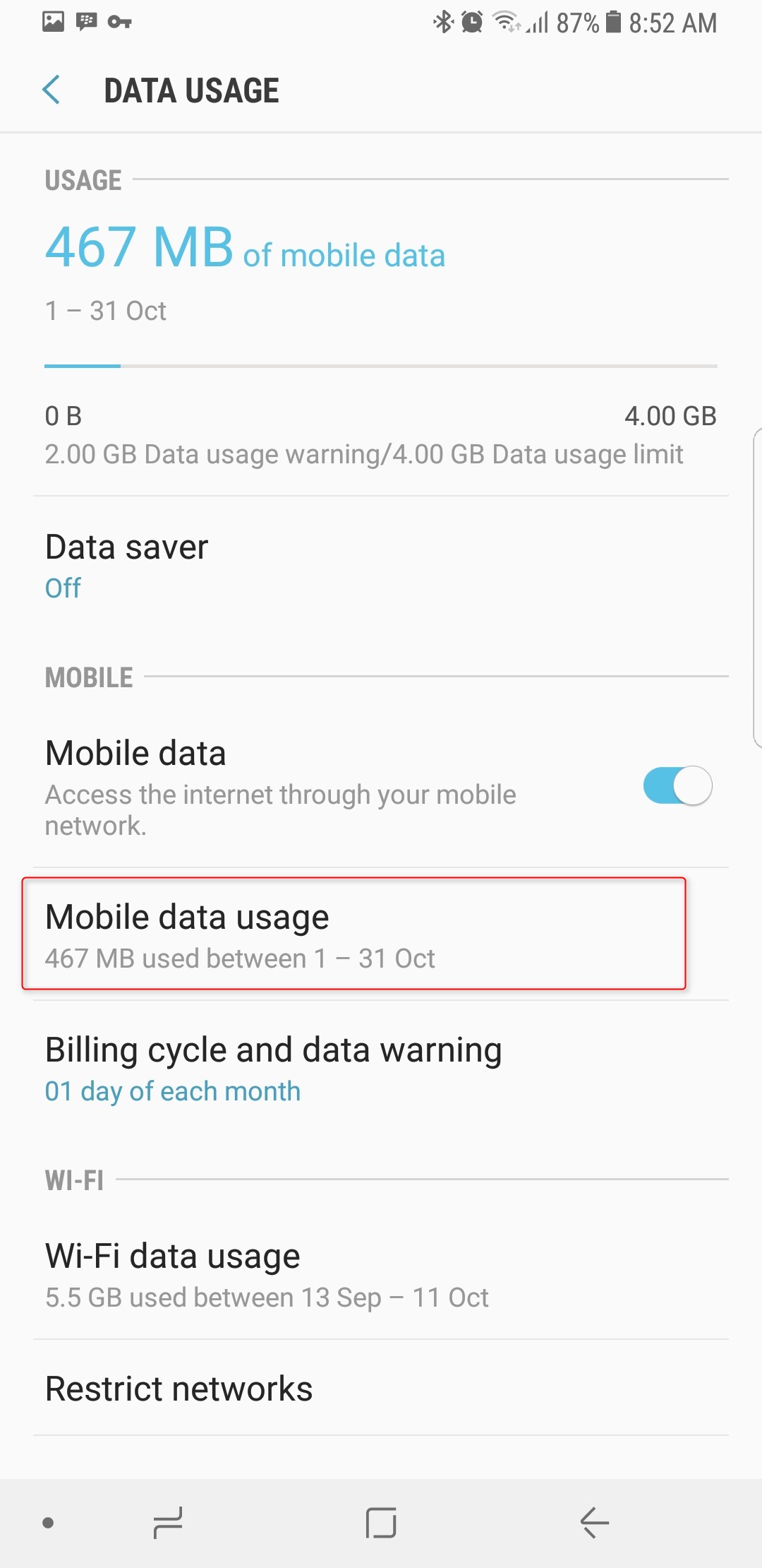Set your data limit on Android Device UBTNZ Support
