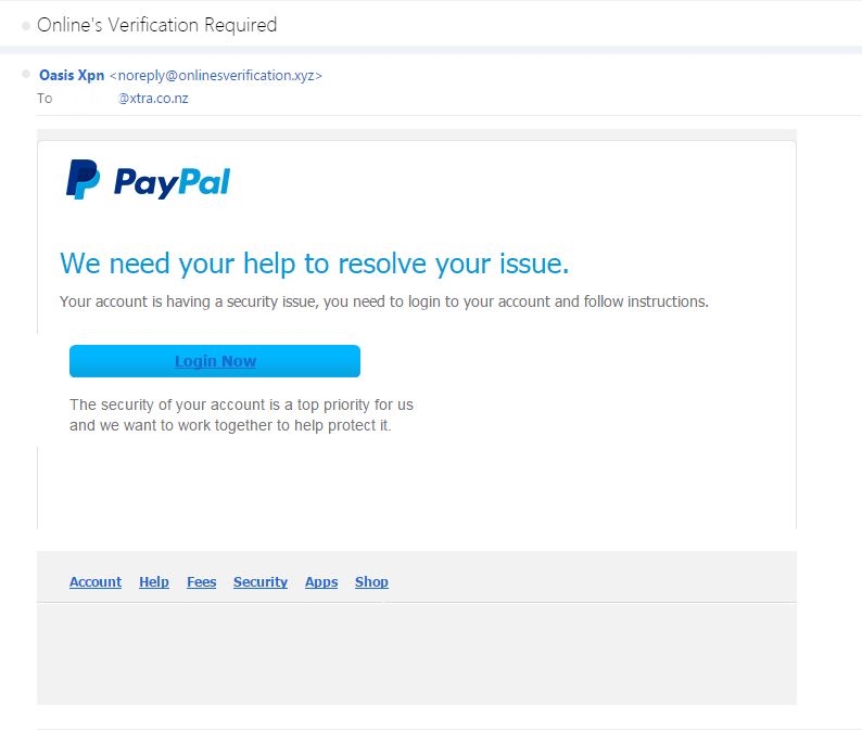 A Typical Paypal Phishing Scam – UBTNZ | Support